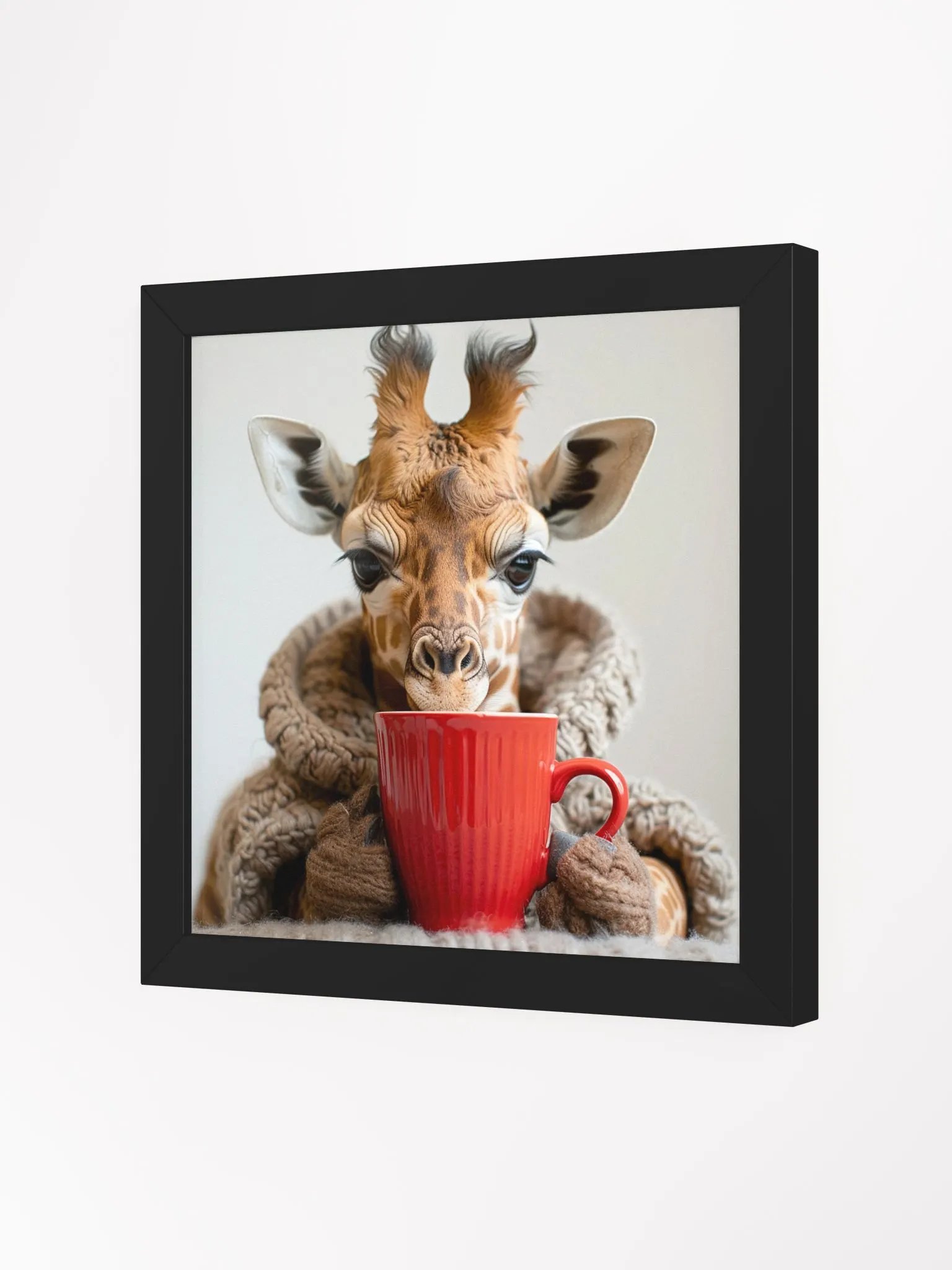 Coffee Lover Cute Baby Giraffe Framed Wall Art product image (4)
