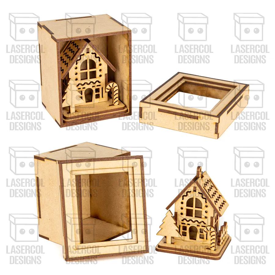 Christmas Houses Ornaments Boxes Bundle (Set 1-2) - Laser Cut Files product image (6)