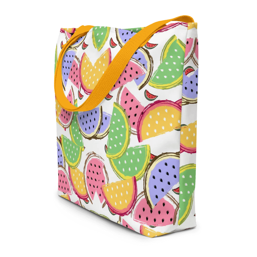 Big printed tote bag with tropical colorful watermelon  design product image (8)