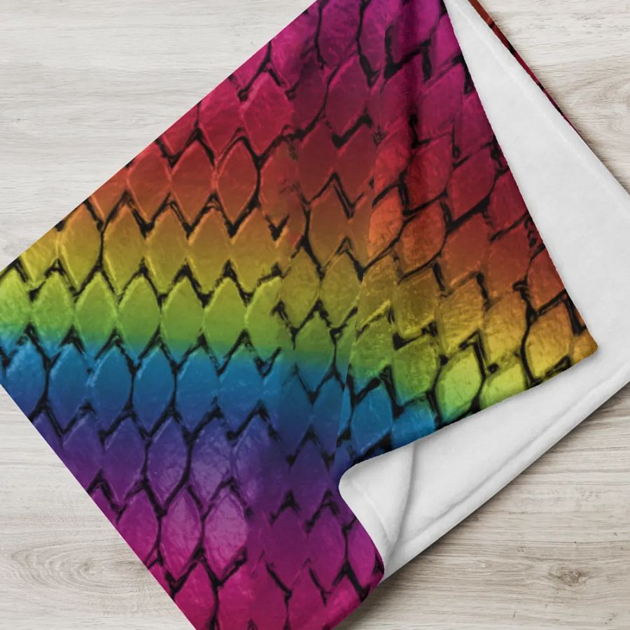 Diagonal Rainbow Dragon Scales Throw Blanket product image (5)