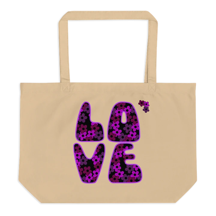 Fuchsia Pink LOVE Text Eco-Friendly Large Tote Bag product image (2)