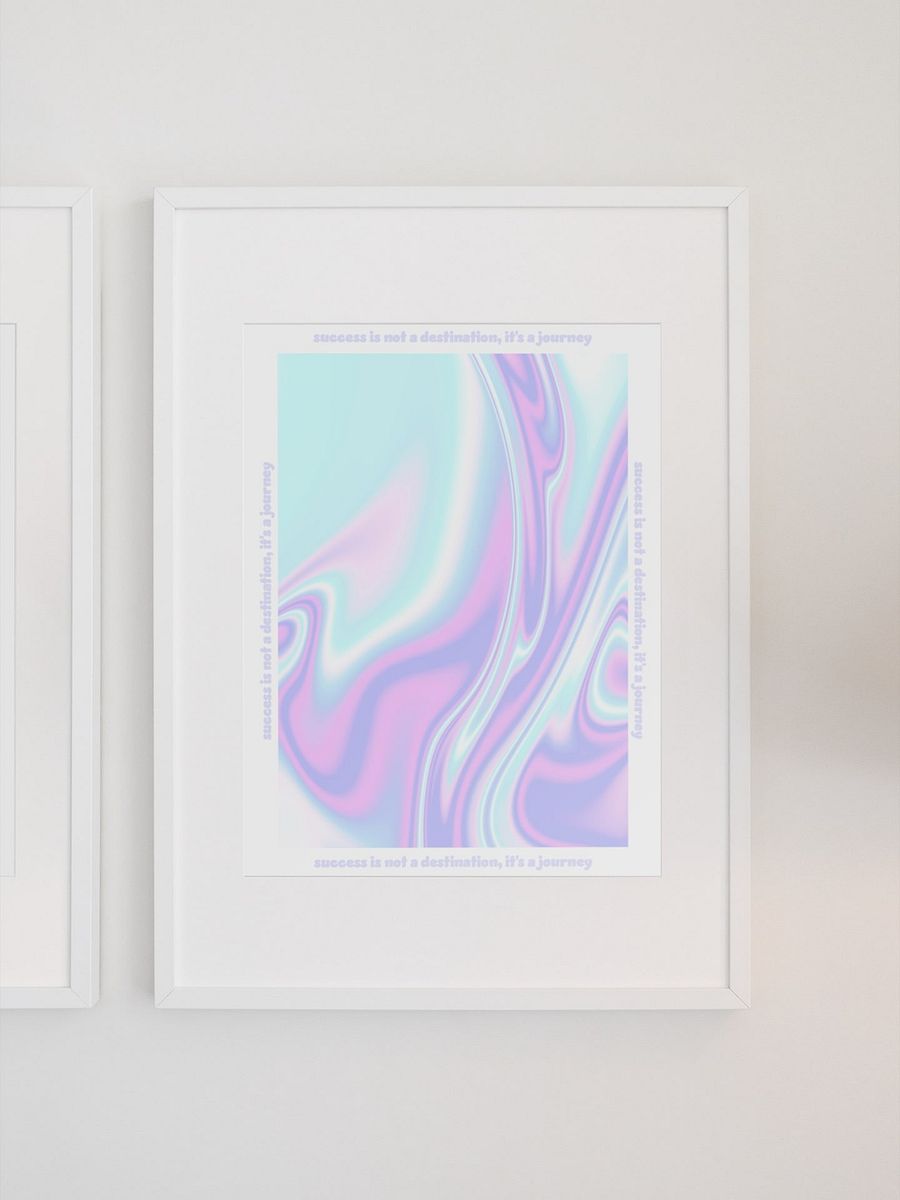 Holographic Success Journey Quote Print, Inspirational Pastel Wall Art, Office Decor, Motivational Poster, Modern Home Aesthetic Artwork product image (1)