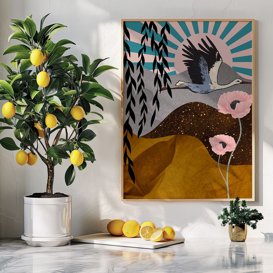 Japanese Red-Crowned Crane Collage Art Print product image (8)