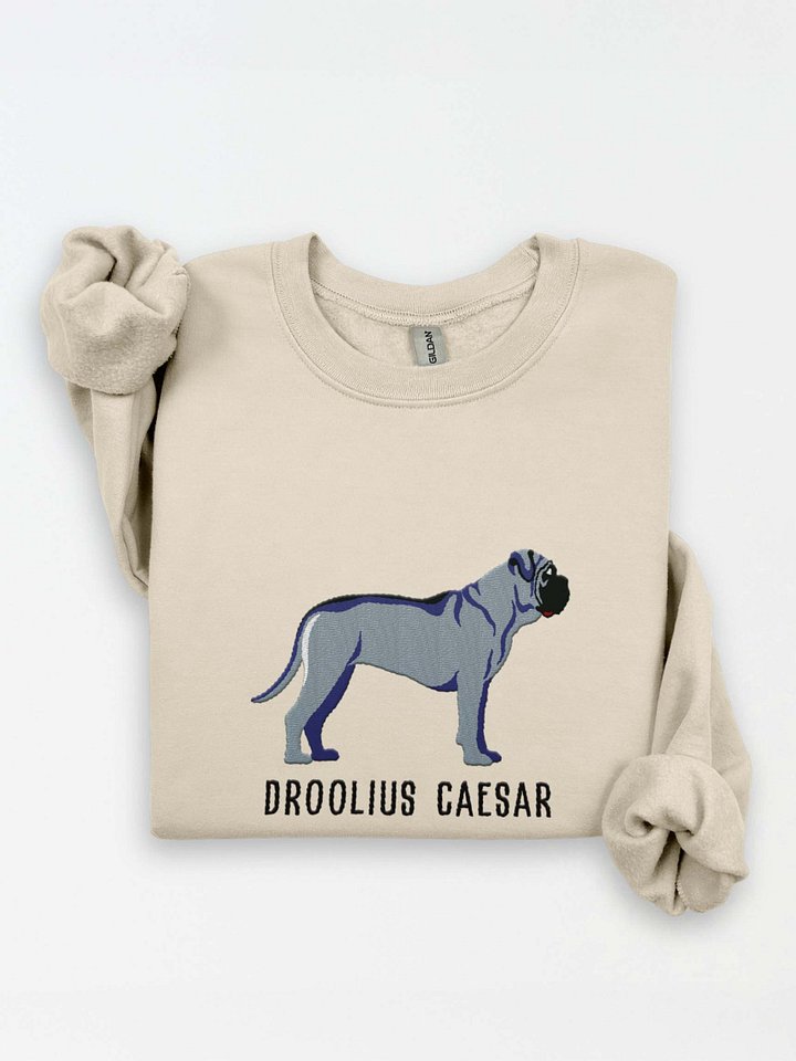 Droolius Caesar Sweatshirt (Embroidered) of an English Mastiff(Blue) product image (1)