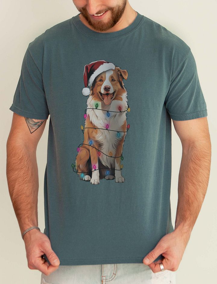 Funny Australian Shepherd(Red) Christmas T-Shirt product image (1)