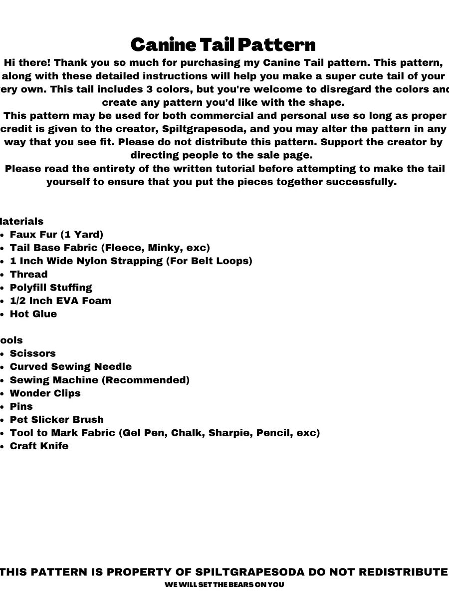 Large Canine Tail Pattern [PDF DOWNLOAD] product image (2)