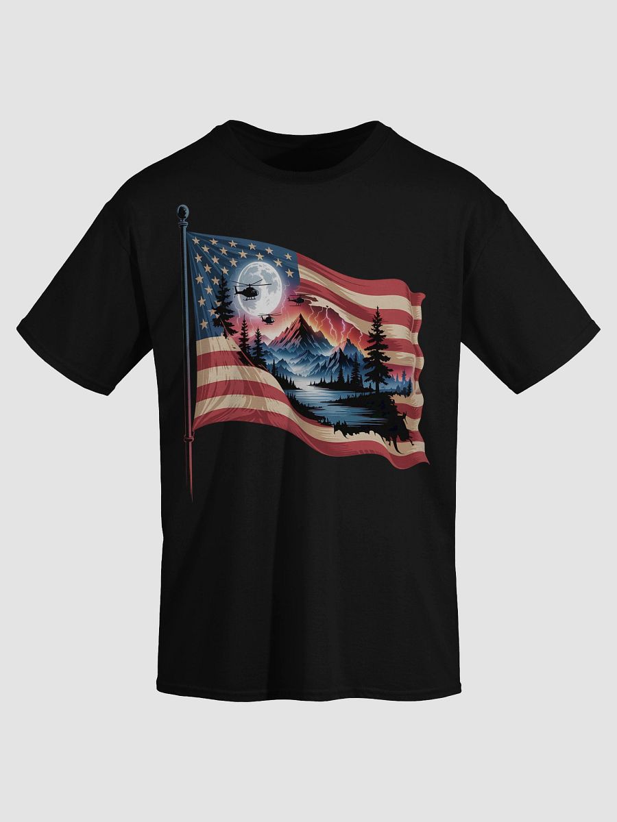 Moonlit Mountain American Flag T-Shirt product image (3)