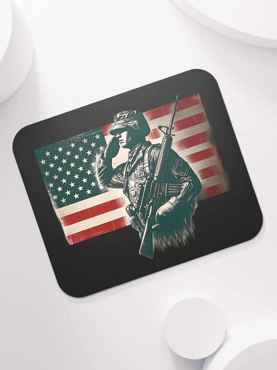 Saluting Soldier - Proud USA Patriotic Tribute Vintage Mouse Pad product image (7)