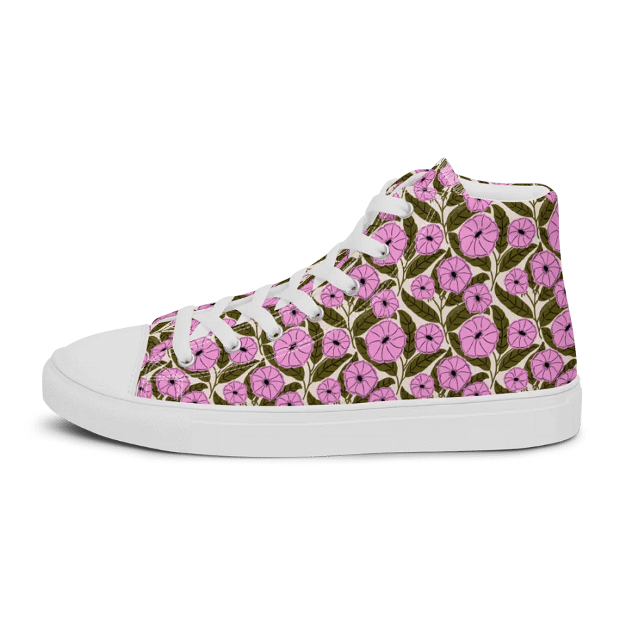 Dipladenia Dreams - Pink and Green - Women High Top Canvas Shoes product image (10)