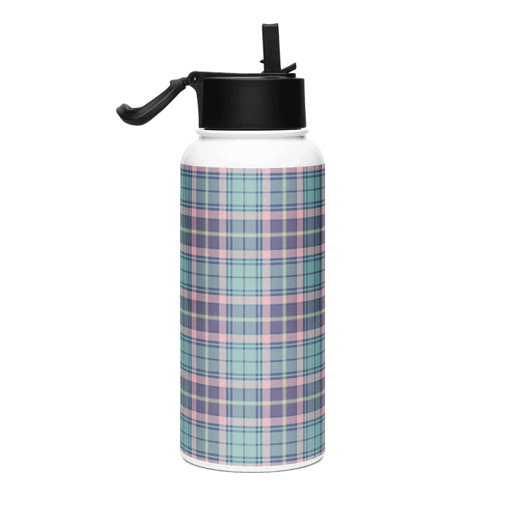 Light Green, Lavender, and Pink Plaid Water Bottle product image (1)