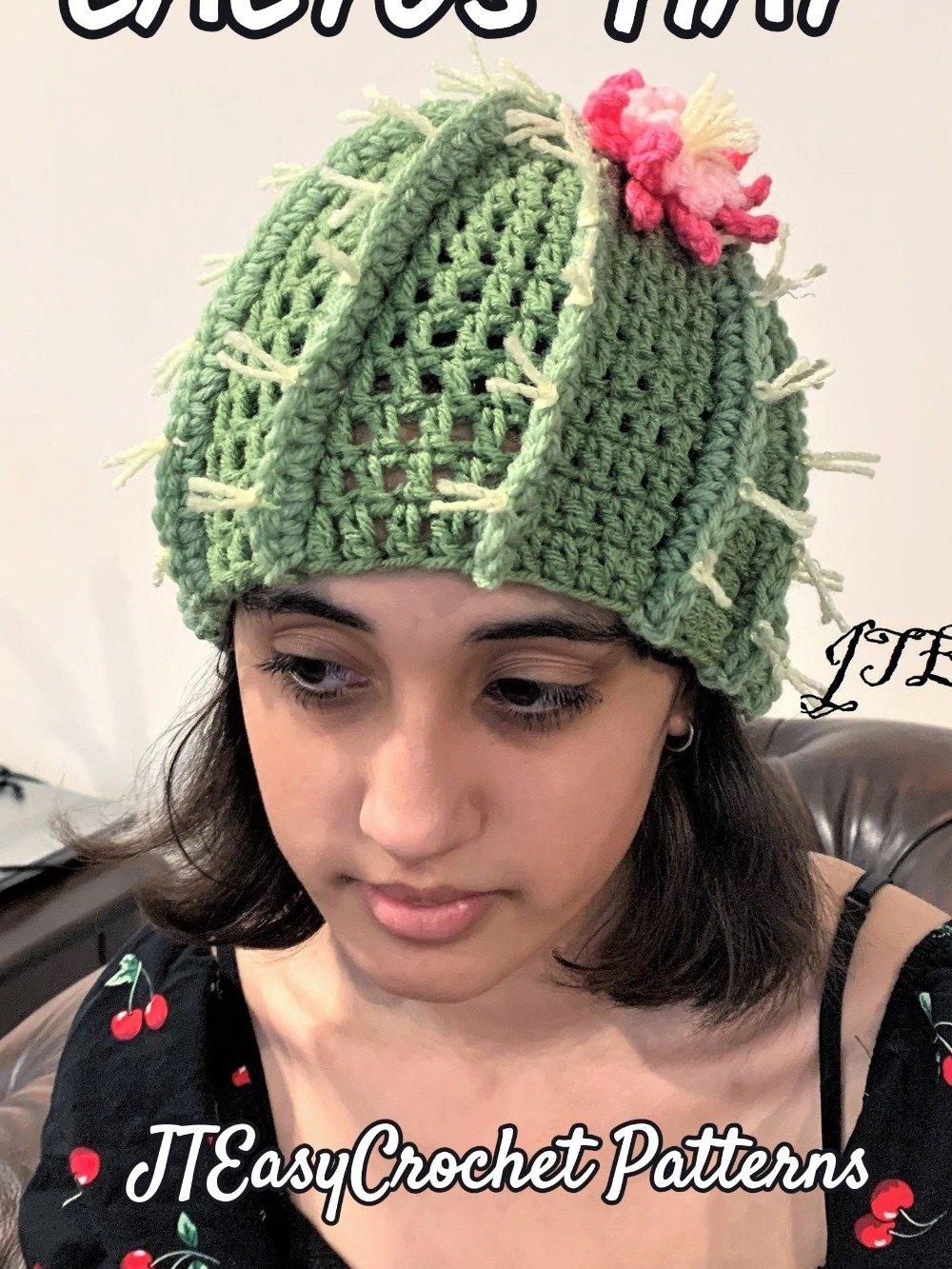 Crochet Cactus Hat Pattern, Baby Cactus Beanie, Newborn Succulent Hat Photo Prop, Cactus Flower Hat product image (3)