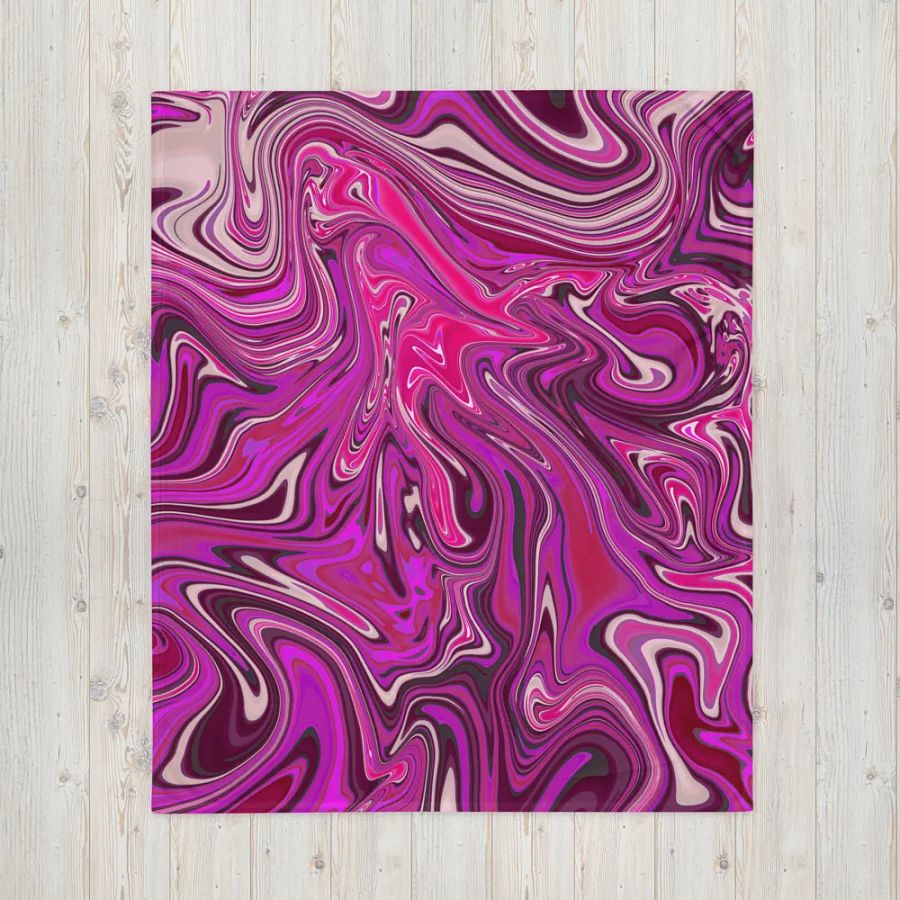 Throw Blanket - Pink and Purple Digital Fluid Art product image (6)