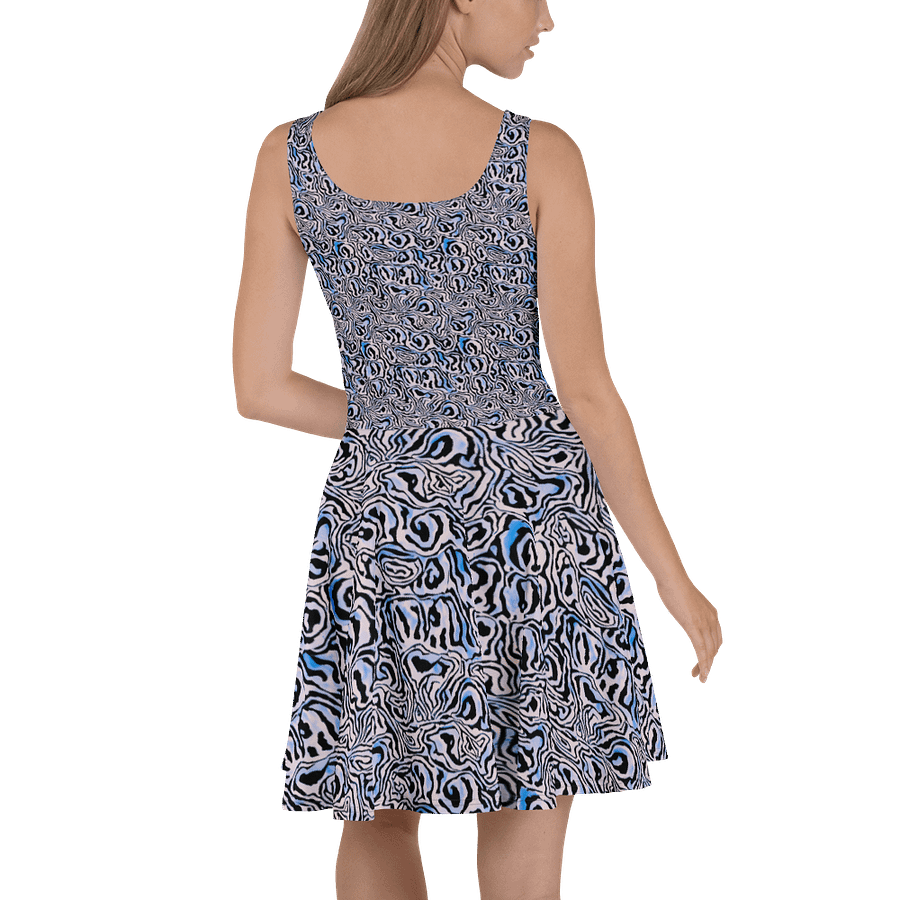 Blue Black Snake Pattern Skater Dress product image (4)
