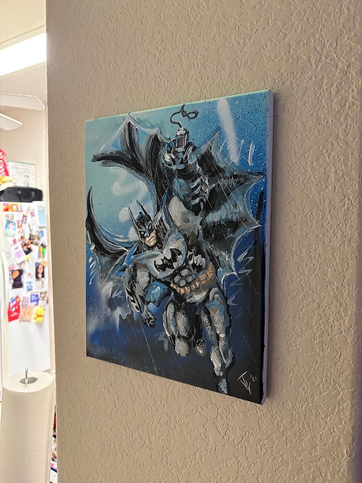 Canvas Prints of Bat Guy Grappling in the Rain product image (2)