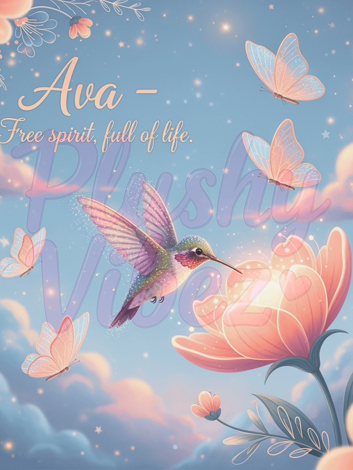 🕊️ Ava – Free Spirit, Full of Life-Nature Fantasy Name Art | Digital Nursery Print product image (1)