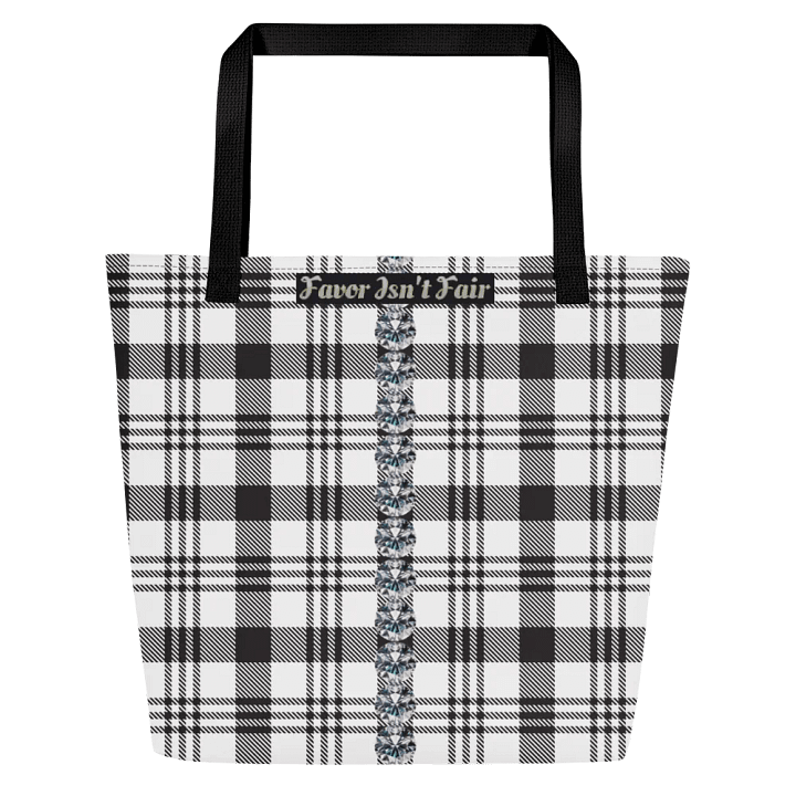 Black and White Plaid with Diamonds BBG Tote Bag with Pocket product image (2)