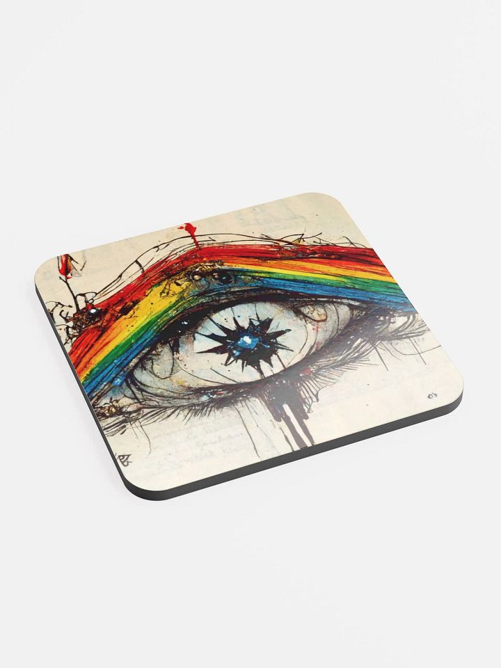 Rainbow Eye Glossed Cork Coaster product image (2)