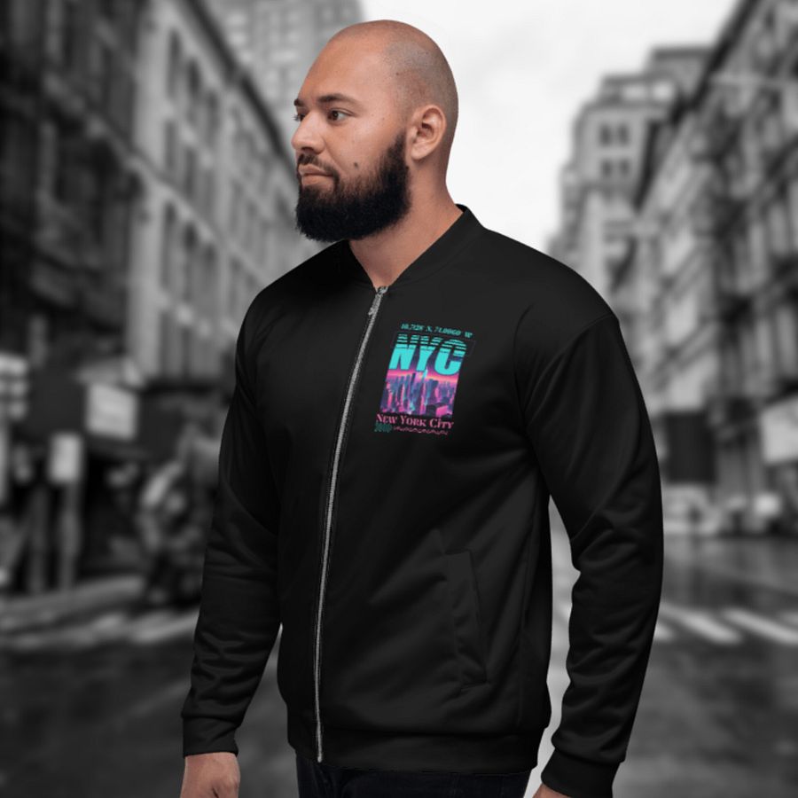 NYC New York City Graphic All Over Print Bomber Jacket product image (10)