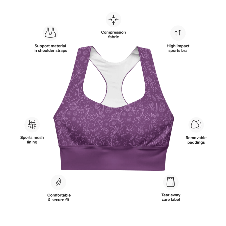 Dark Purple Floral Women's Sports Bra product image (11)