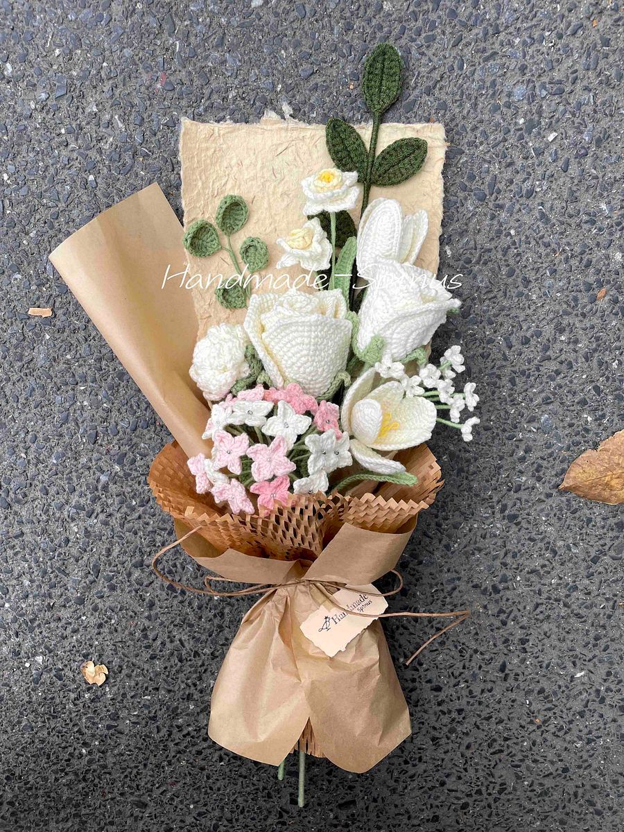 Large Pink Hydrangea Crochet Knit Bouquet product image (3)