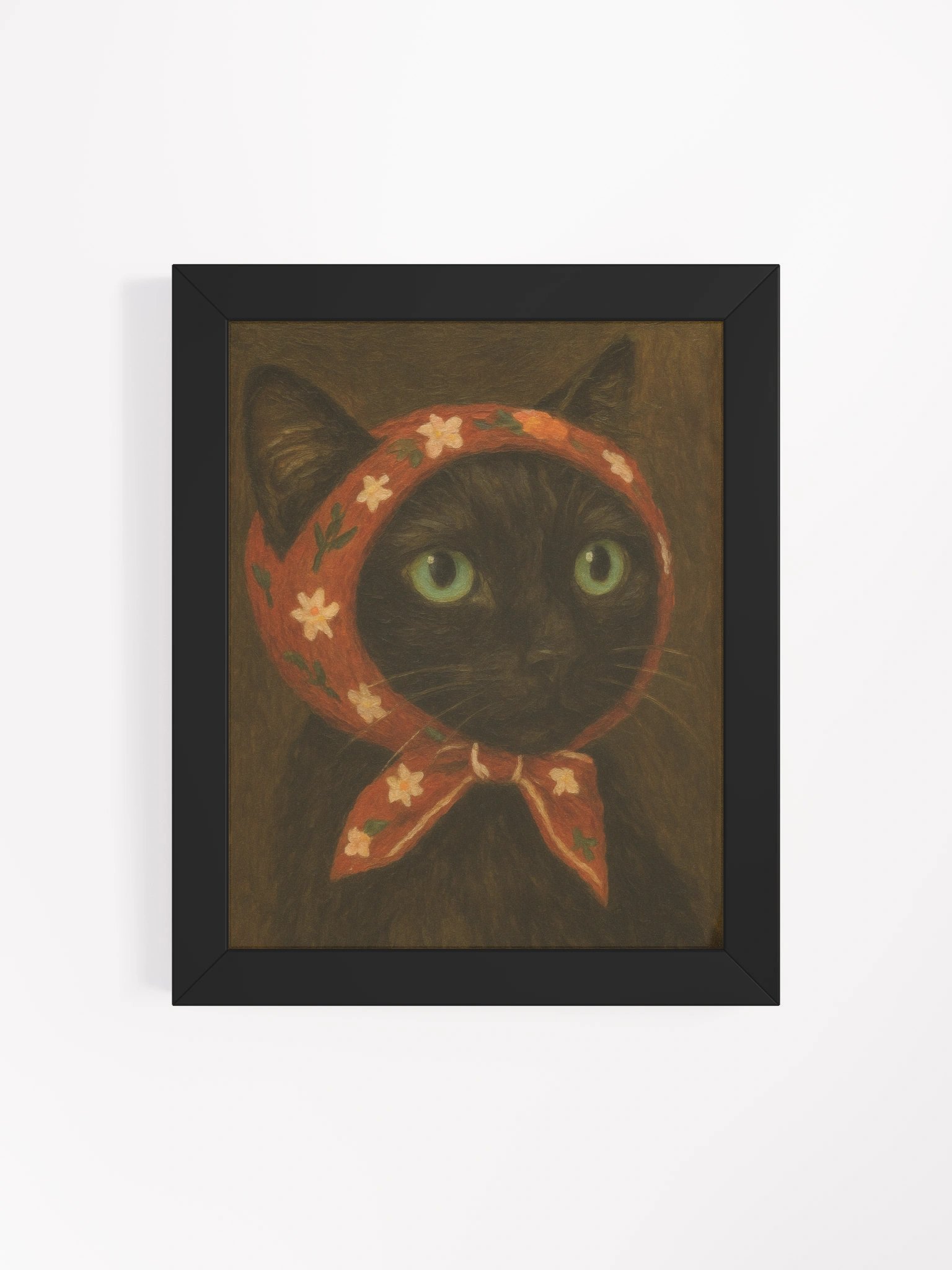 Framed Print - Babushka Cat Portrait 'Midnight' product image (4)
