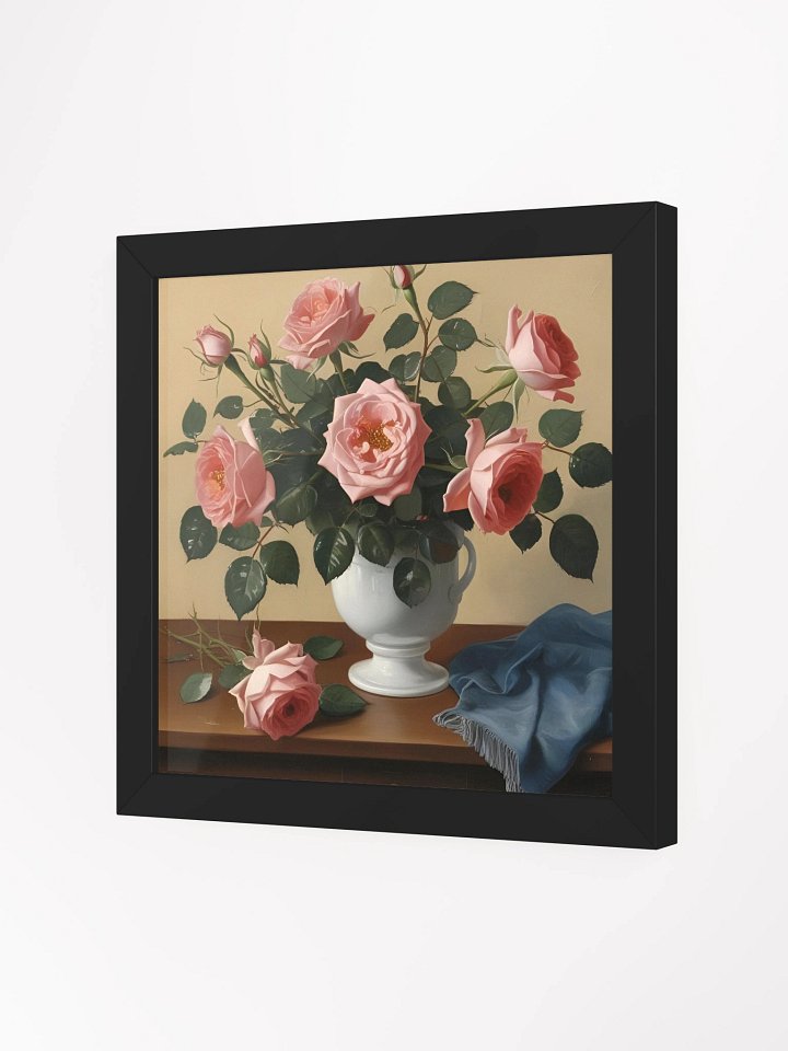 PInk Roses with Blue Cloth Framed Premium Poster product image (7)