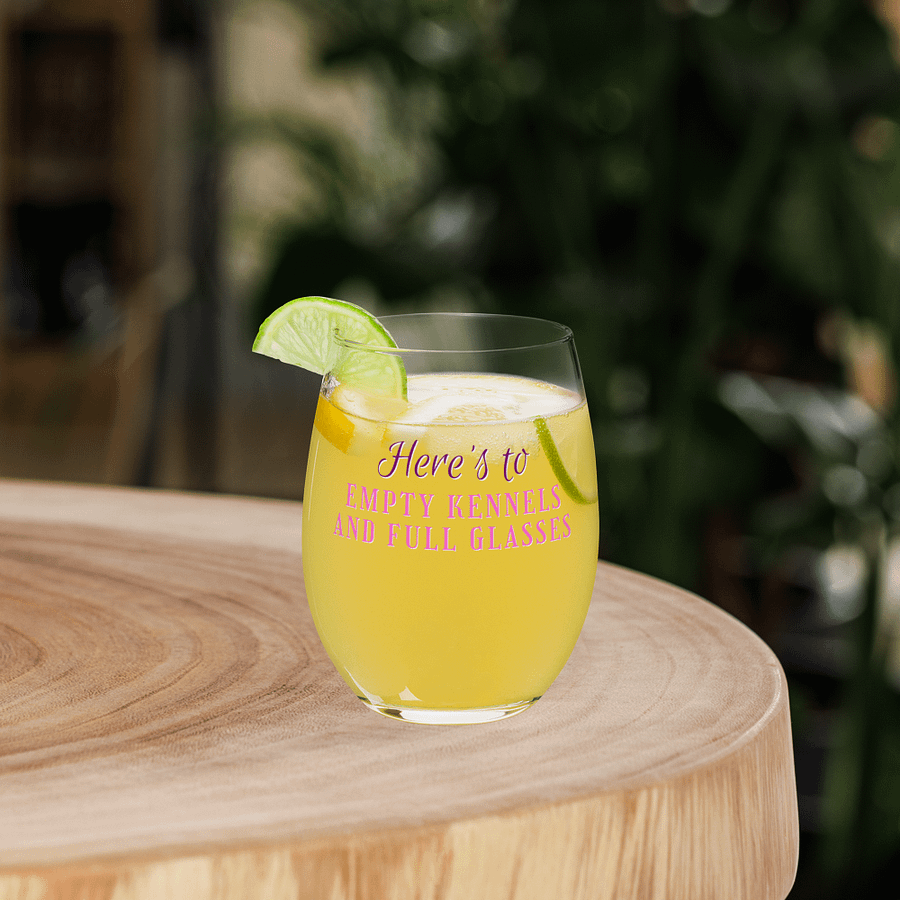 Here's to empty kennels and full glasses, Stemless Wine Glass product image (5)