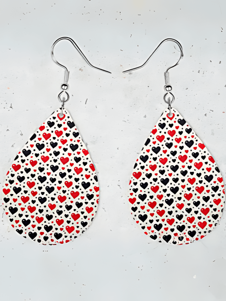 Sublimation Earring PNGs for Valentine’s Day – Cute Red & Black Heart Motifs – 300 DPI High-Resolution Digital Download product image (1)
