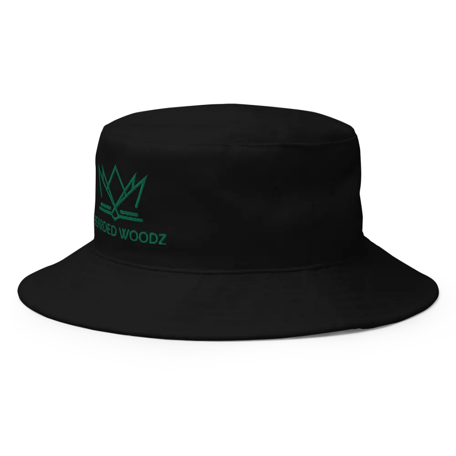 Bearded Woodz Black Bucket Hat (Green Embroidery) product image (2)