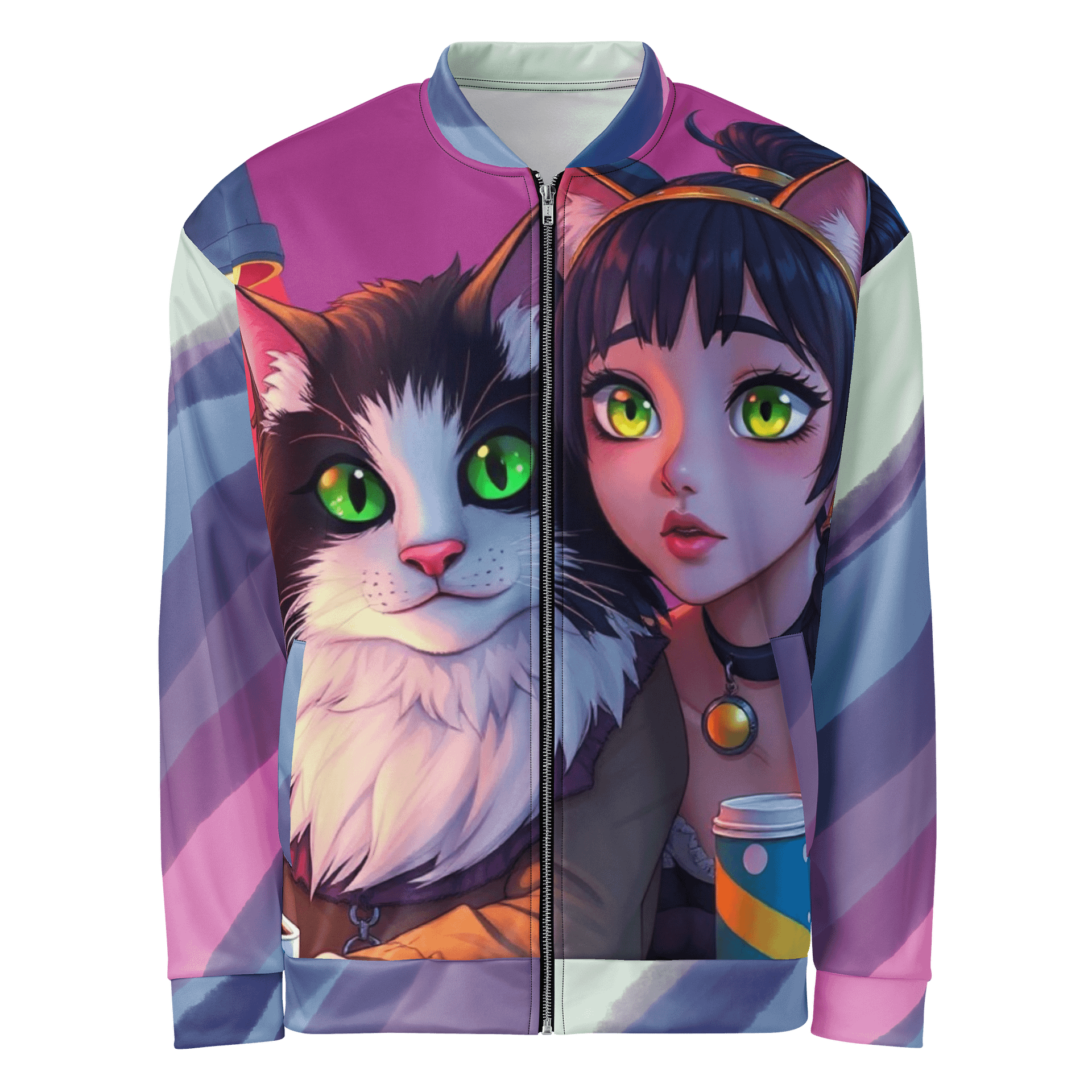 Bomber Jacket-Dual Gaze: Feline Reflections product image (1)