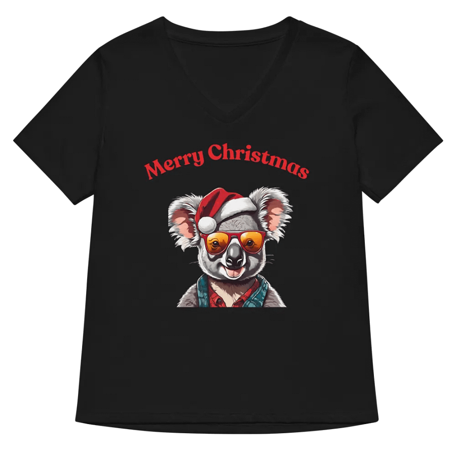Santa Koala Women's Relaxed V-Neck T-Shirt - Red product image (5)