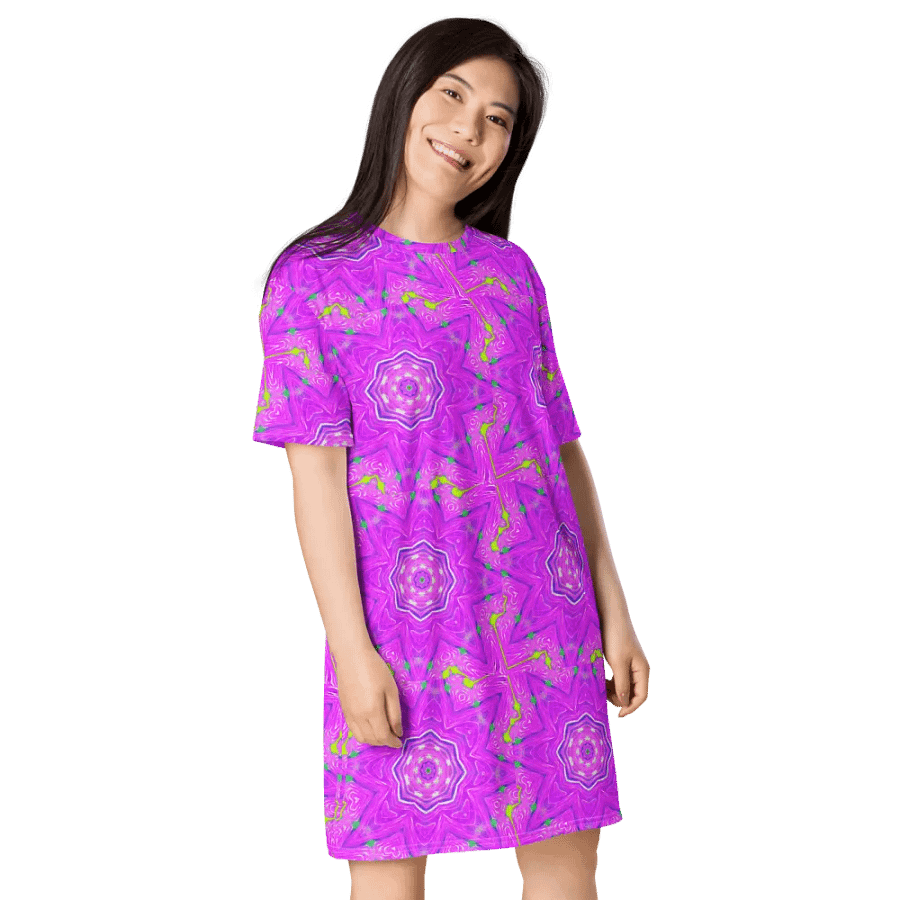 That Abstract Pink Neon Star Too T Shirt Dress product image (8)