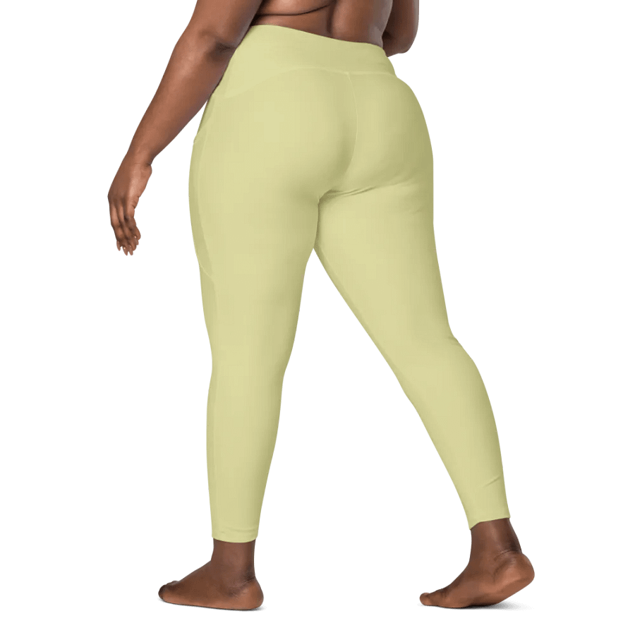 Plain Light Yellow True Summer Women's High Waisted Premium Crossover Leggings with Pockets by Treasure Pie product image (9)