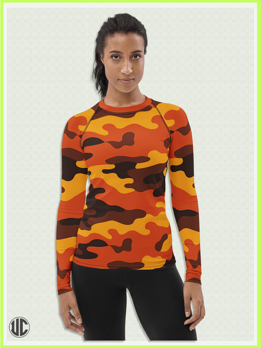 Savage Sunset Orange Camo – Women’s Rash Guard product image (1)