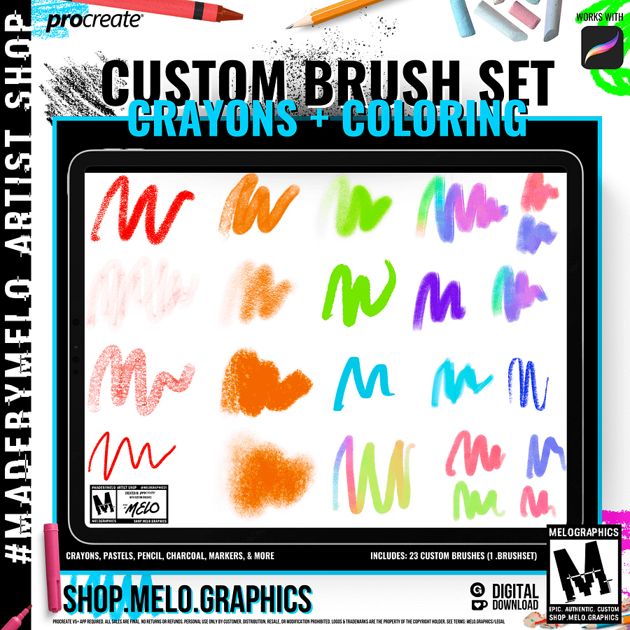 Crayons & Coloring Procreate Brush Set | #MadeByMELO product image (3)
