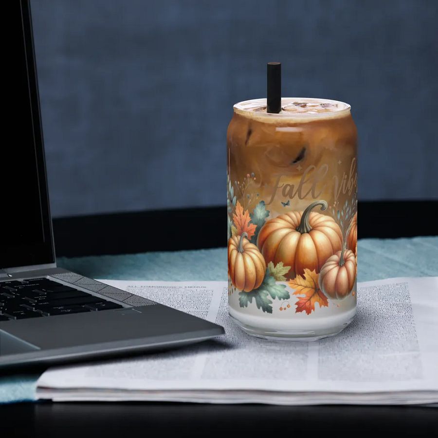 Boho Fall Pumpkin Glass Can Sipper product image (3)