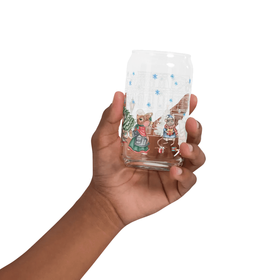 Prelude To Christmas Glass Can Tumbler | 16oz Holiday-Themed Drinkware | Festive Winter Scene Design product image (6)