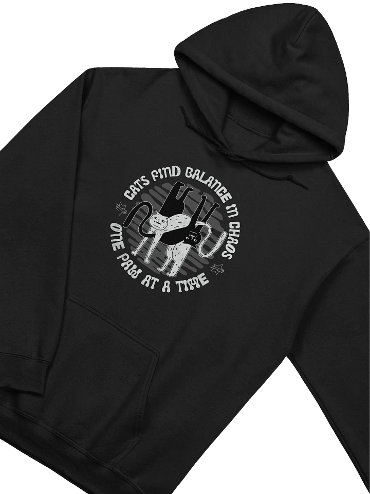 Cats Find Balance in Chaos Hoodie | Funny Yin Yang Cat Sweatshirt for Cat Lovers product image (1)