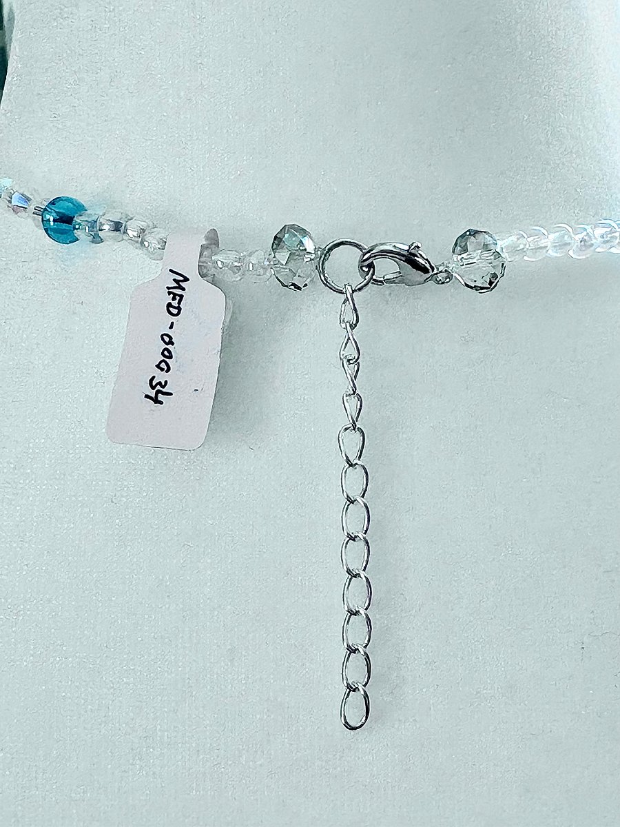Tri-Sea Glass Pendant Necklace | Coastal Blues & Glass Beads | Handmade Coastal Charm Jewelry by Monique Faella Designs™ | MFD-00034 product image (4)