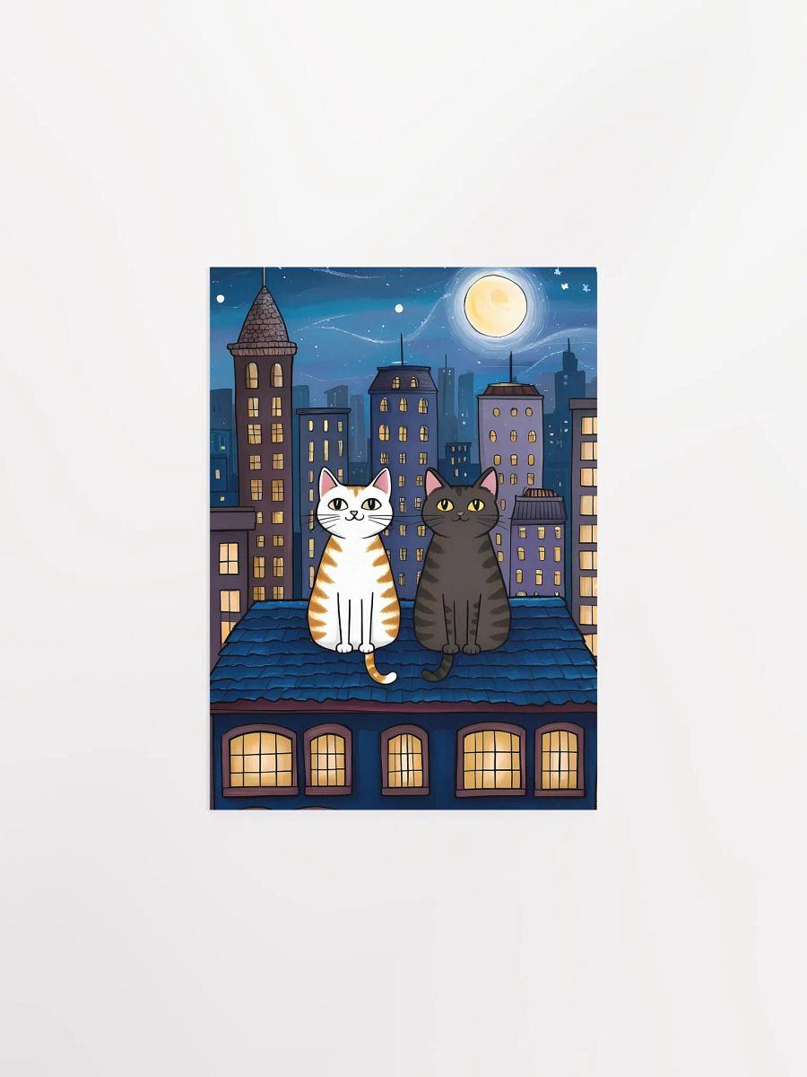 Moonlit Rooftop Cats Poster (No Frame) product image (1)