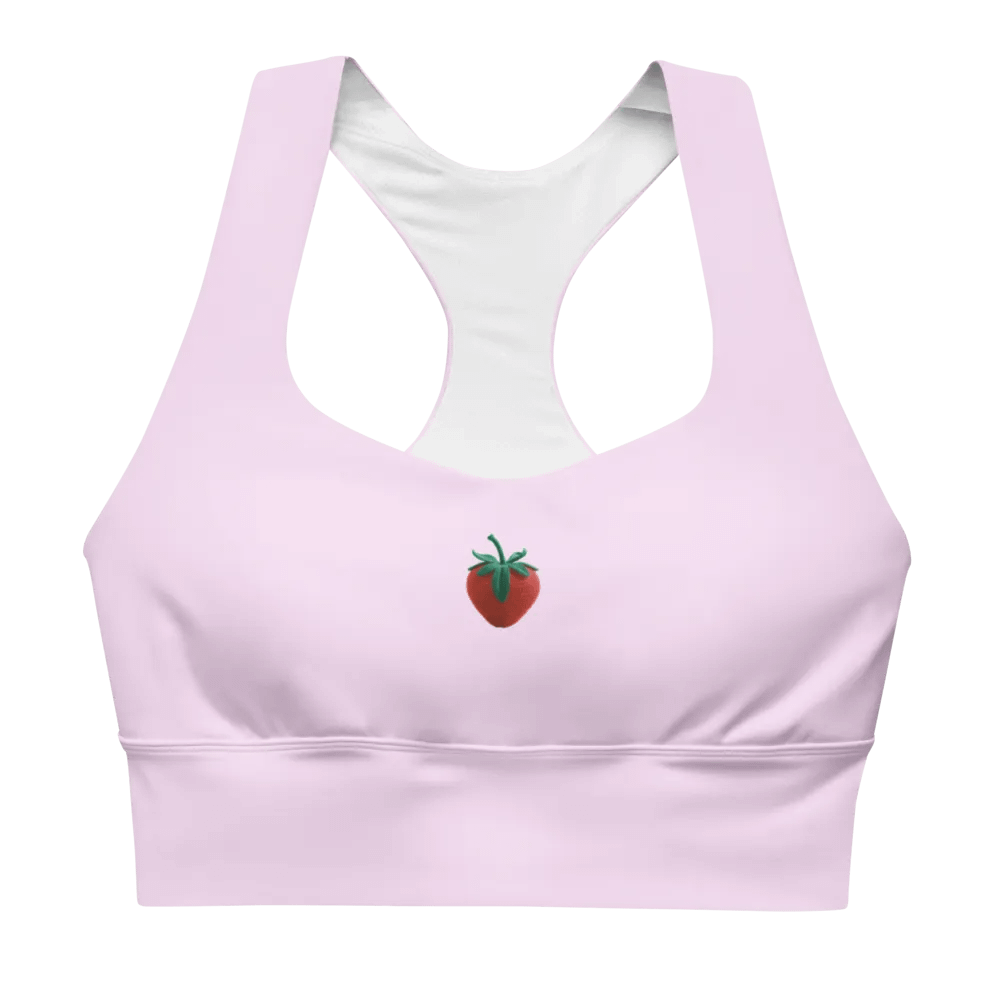 CozyAvocado Women's Pink Recycled Longline Sports Bra Strawberry #1 product image (4)