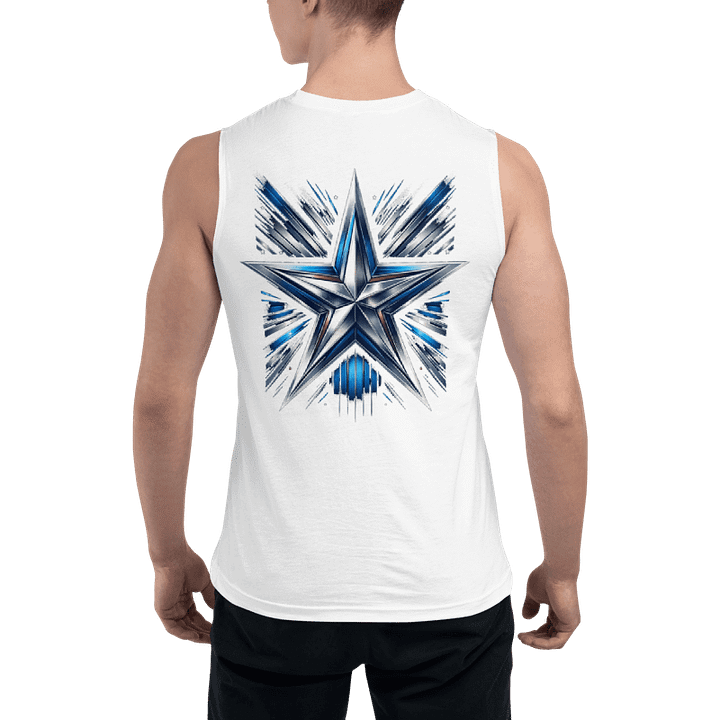 White T3 Blue Star Burst Mens Tank product image (1)