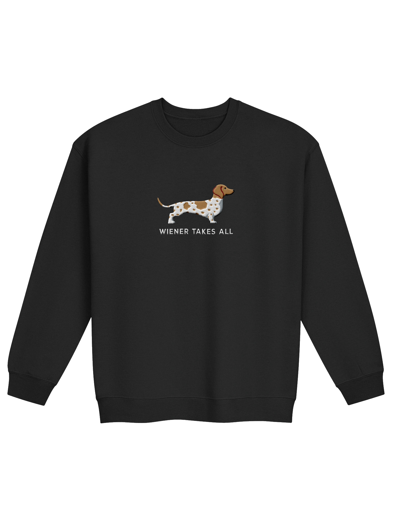 Wiener Takes All Sweatshirt (Embroidered) of a Dachshund(Piebald Brown) product image (5)