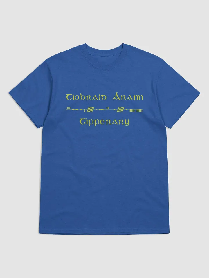 Tipperary/Tiobraid Árann Scholastic style Ogham, Blue or Navy, printed T-shirt product image (1)
