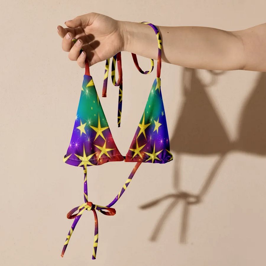 Shine Bright in Our Eco-Friendly Star Print String Bikini Top product image (9)