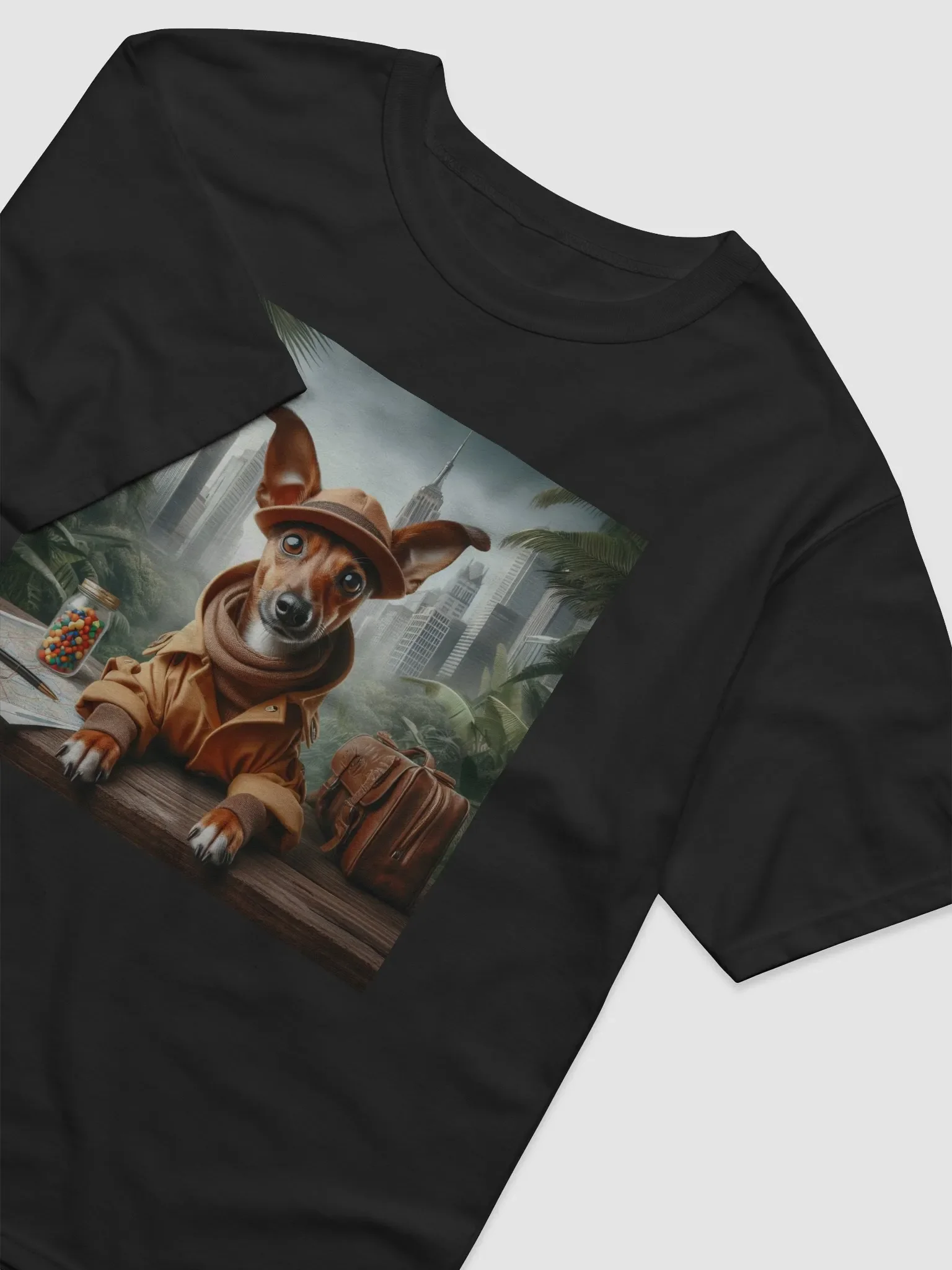 Cute Dog As City Jungle Explorer - Cool Art T-Shirt product image (8)
