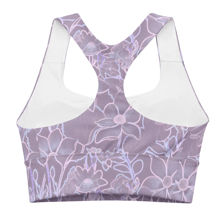 Line art Floral Lilac/All-Over Print Longline Sports Bra by Sublicolor product image (2)