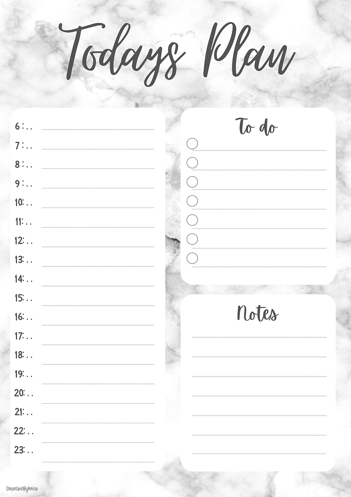 Marble Pattern Printable Digital Todays Plan - Add Your Time - product image (1)