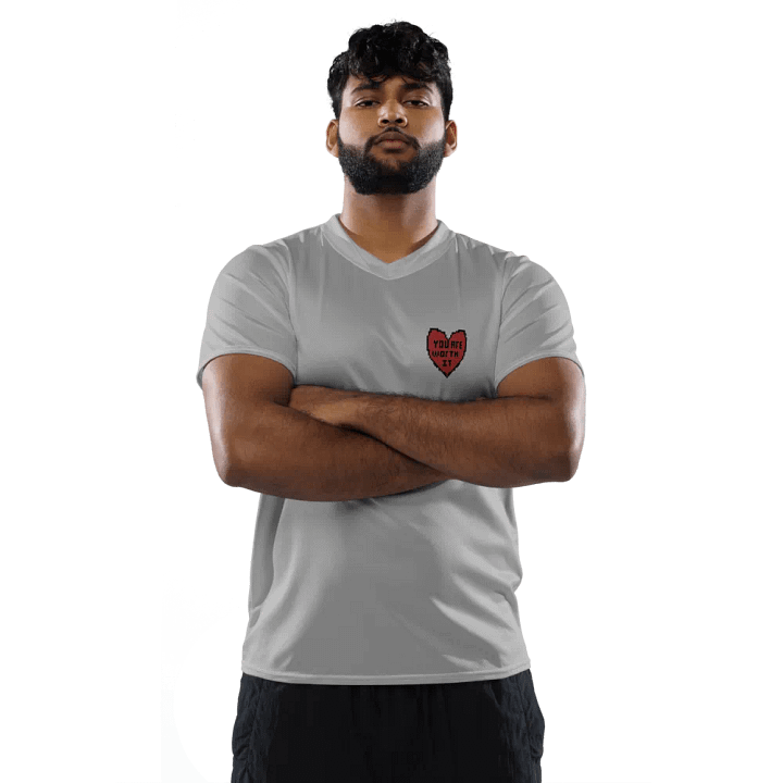 You are worth it pixel heart sports jersey product image (2)