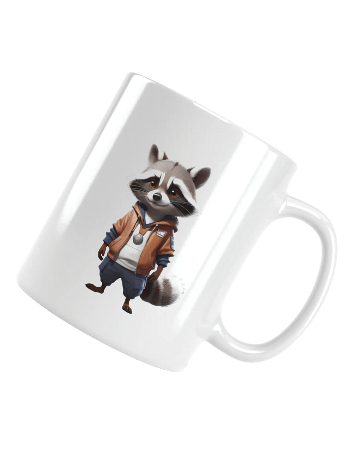 Cute Cartoon Raccoon White Mug product image (1)